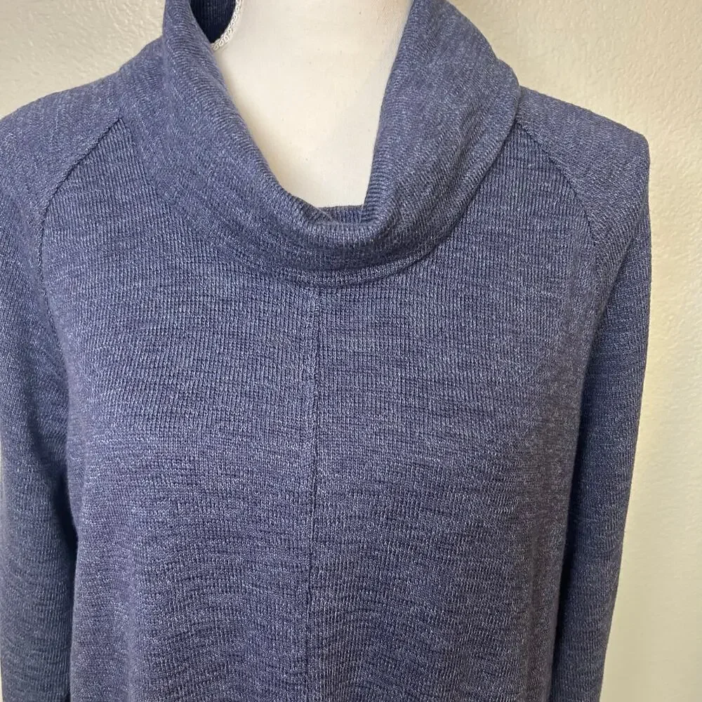 J.Jill NWT marled blue cowl neck long sleeve cozy dress with side pockets size L